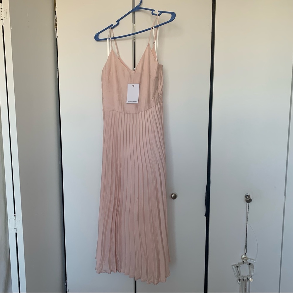 Light pink pleated skirt dress
